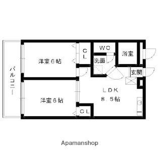 三愛室見駅前マンション【1階】の間取り