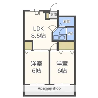 三愛室見駅前マンション【303号室】の間取り