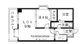 アンジェラス西新【102号室】の間取り