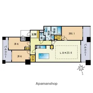 コアマンションマリナヒルズ室見【4階】の間取り