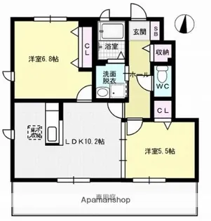 ガーデンヒルズTS【102号室】の間取り