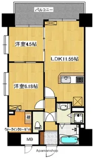 アトリーチェ西新【8階】の間取り