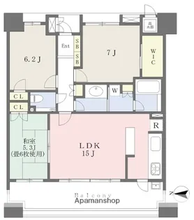 パークスタイル・ザ・シェイプ【702号室】の間取り
