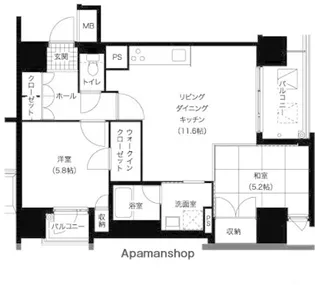 レジディア西新【5階】の間取り