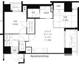 レジディア西新【9階】の間取り