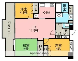西新中央パークマンション【2階】の間取り