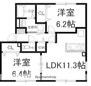 スクエア田村【B201号室】の間取り