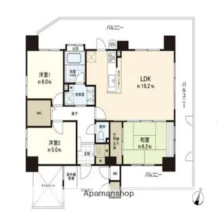 グラビス室見ツインコート【602.号室】の間取り