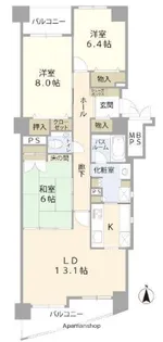 シーサイドももちクリスタージュ壱番館【409号室】の間取り