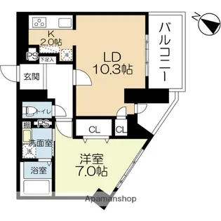 ラクレイス西新レジデンシャルタワー【1406号室】の間取り