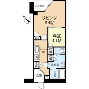 ラクレイス西新レジデンシャルタワー【1802号室】の間取り