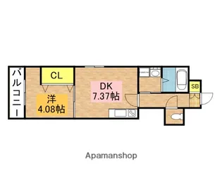 1DKの間取り画像