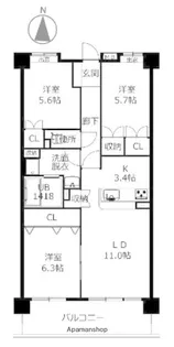 グランヴィル百道【1棟503号室】の間取り