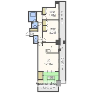 西新テングッドシティ ブリストル【13階】の間取り