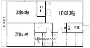 シャンボール藤崎【305号室】の間取り
