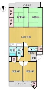 三井飯倉ハイツ【408号室】の間取り