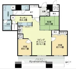 コアマンション大手門タワー【10階】の間取り
