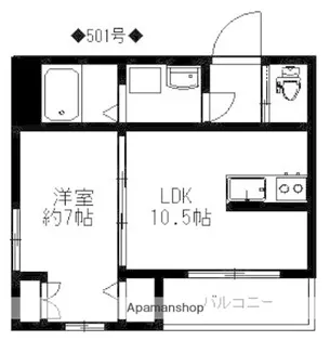 メゾンドリバティ西新【2階】の間取り