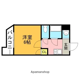 ホワイトマンション西新【3階】の間取り