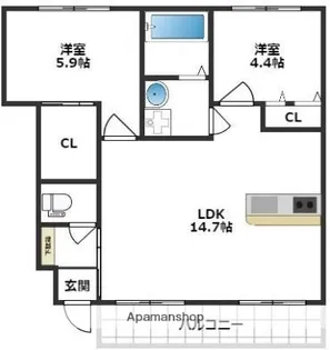 フォンターナ【A102号室】の間取り