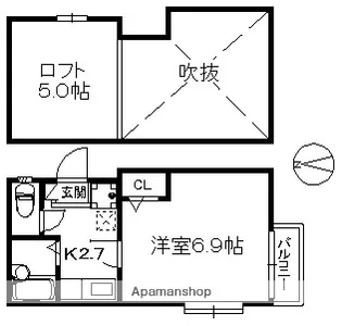 グレースハイツ姪浜【102号室】の間取り