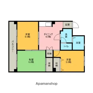 今宿西城コーポ【2階】の間取り