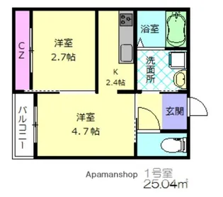 1DKの間取り画像