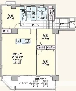 パークサイドアパートメント大濠【203号室】の間取り