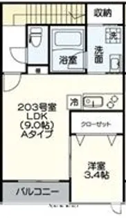 L’OPUS賀茂【203号室】の間取り