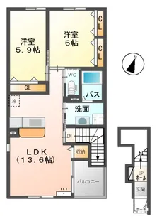 サンヴィレッジ【201号室】の間取り