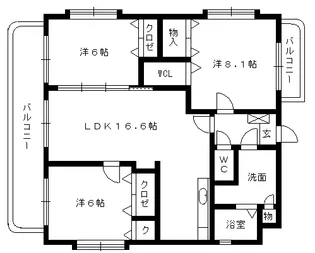 リバーサイド弥生【3階】の間取り