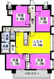 プレジオ荒江【4階】の間取り