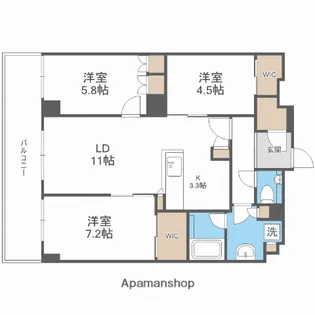 ザ パークハウス福岡タワーズWEST【2406号室】の間取り