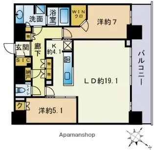 BRILLIATOWER西新【32階】の間取り