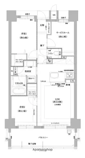 オーヴィジョン姪浜駅北マリナテラス【702号室】の間取り