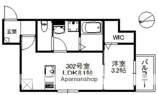 エンハンス下山門【3階】の間取り