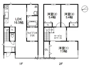 福岡県福岡市中央区福浜1丁目【一戸建】の間取り