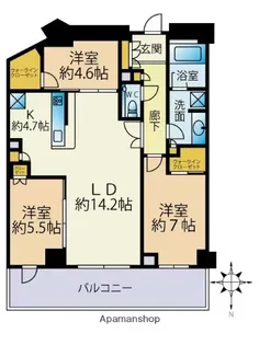 ザ・パークハウス福岡タワーズEAST【2403号室】の間取り