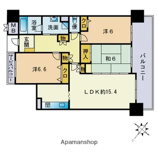 西福岡マリナタウンウェーブコースト7番館【402号室】の間取り