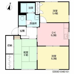 RコートⅡ【B101号室】の間取り
