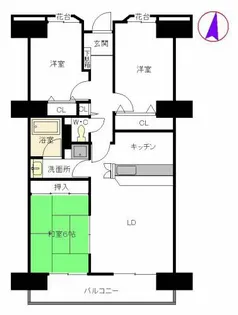 プライムメゾン百道浜【1103号室】の間取り