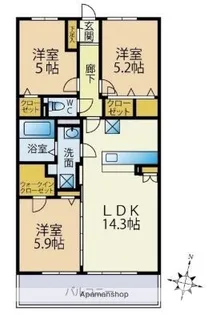 福岡県福岡市西区橋本2丁目【マンション】の間取り