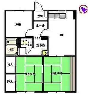 グリーンヒル六本松【102号室】の間取り