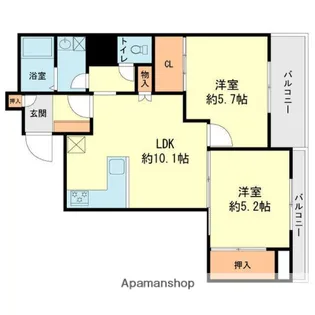 大濠パークハイツ806号室【8階】の間取り