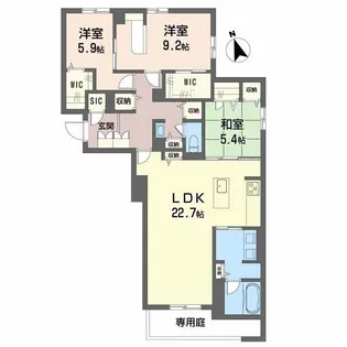 プレミアス城西【1階】の間取り