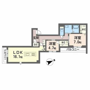 シャーメゾン六本松南【2階】の間取り