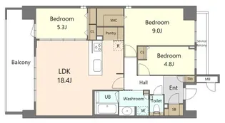 SーRESIDENCE百道AUREATE【4階】の間取り
