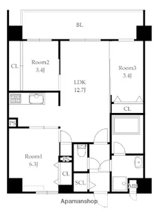 MODERN ASPIRATION 大濠公園【3階】の間取り