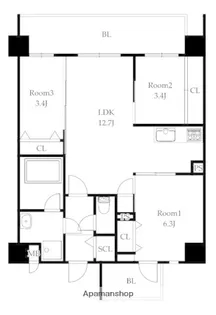 MODERN ASPIRATION 大濠公園【702号室】の間取り