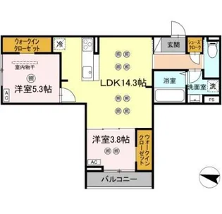 プランドゥブレ西新【2階】の間取り